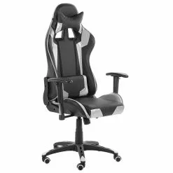 Beliani Silla De Oficina Reclinable De Piel Sintética Negro/plateado KNIGHT