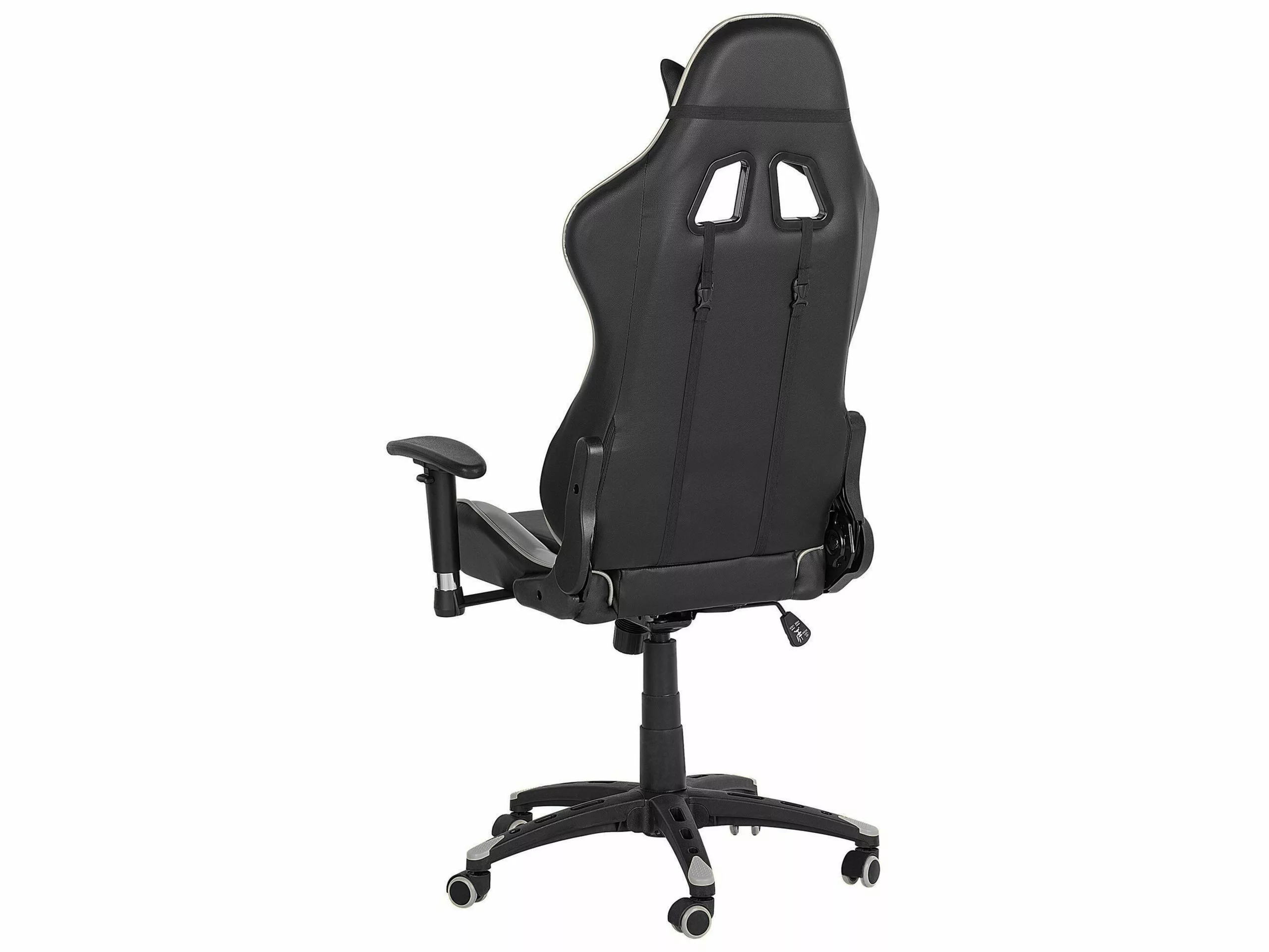 Beliani Silla De Oficina Reclinable De Piel Sintética Negro/plateado KNIGHT - Imagen 6