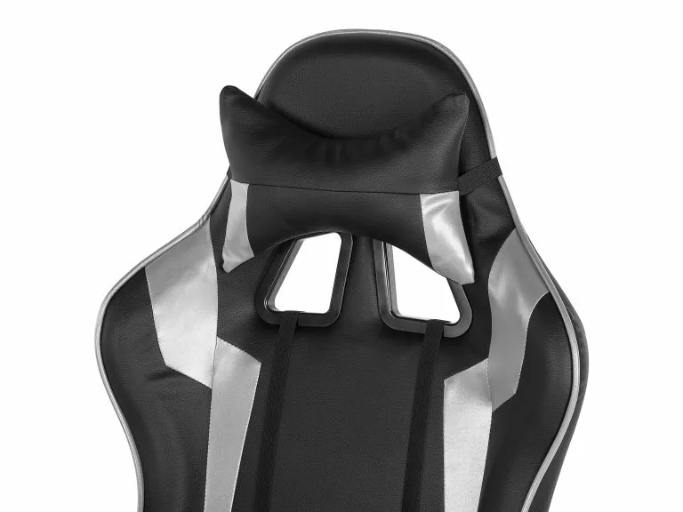 Beliani Silla De Oficina Reclinable De Piel Sintética Negro/plateado KNIGHT - Imagen 8