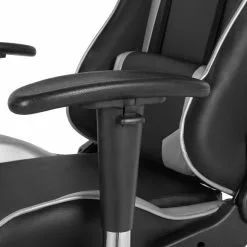 Beliani Silla De Oficina Reclinable De Piel Sintética Negro/plateado KNIGHT -Sillas Ventas undef src sa picid 752221 type whitesh image scaled