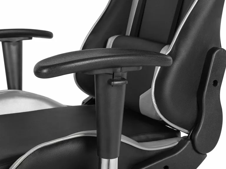 Beliani Silla De Oficina Reclinable De Piel Sintética Negro/plateado KNIGHT - Imagen 9