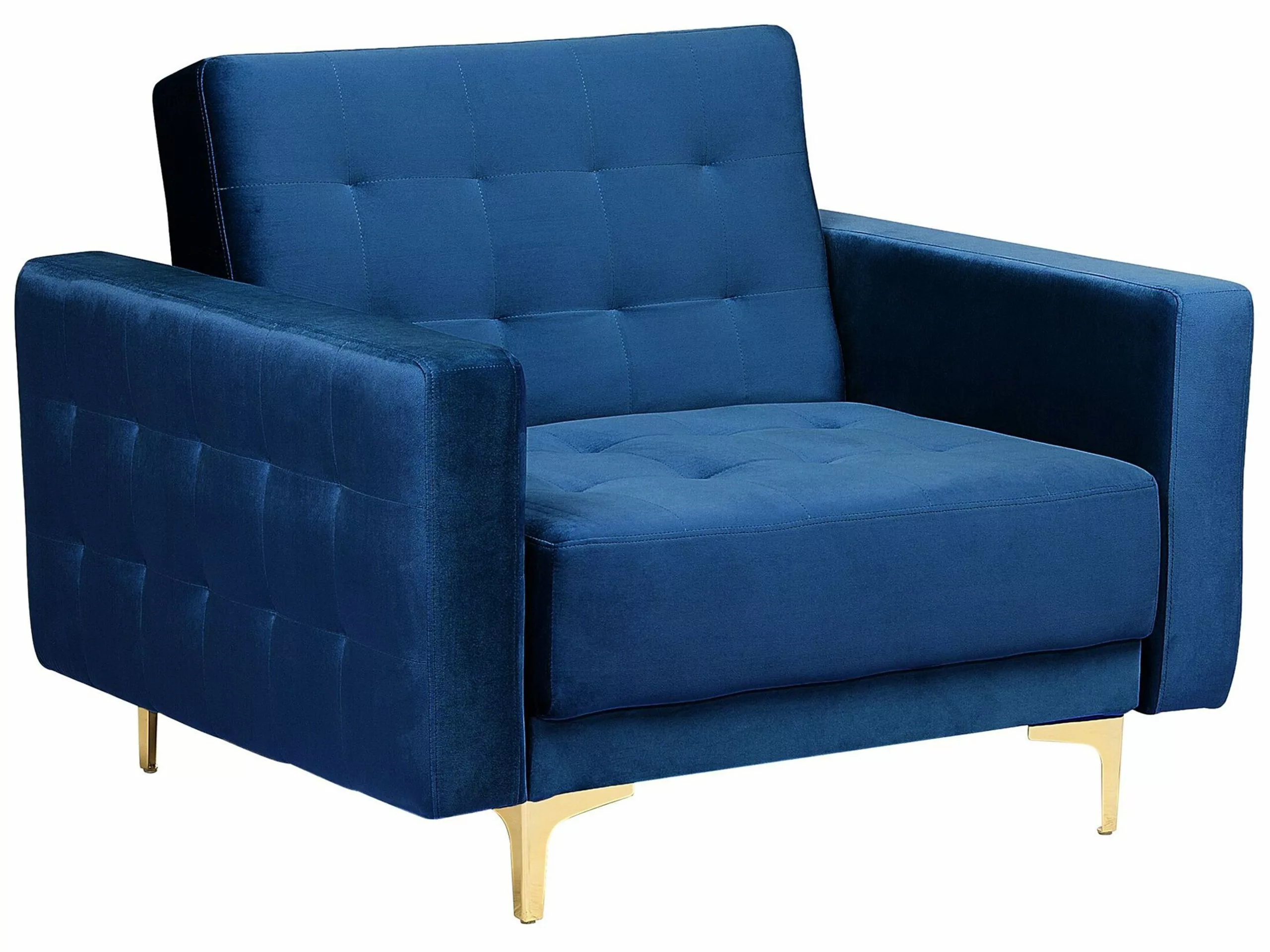Beliani Sillón De Terciopelo Azul Marino/dorado ABERDEEN