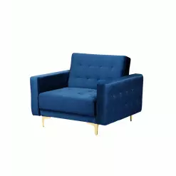 Beliani Sillón De Terciopelo Azul Marino/dorado ABERDEEN -Sillas Ventas undef src sa picid 752534 type whitesh image