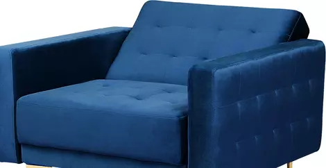 Beliani Sillón De Terciopelo Azul Marino/dorado ABERDEEN - Imagen 3