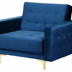 Beliani Sillón De Terciopelo Azul Marino/dorado ABERDEEN -Sillas Ventas undef src sa picid 752535 type whitesh image scaled