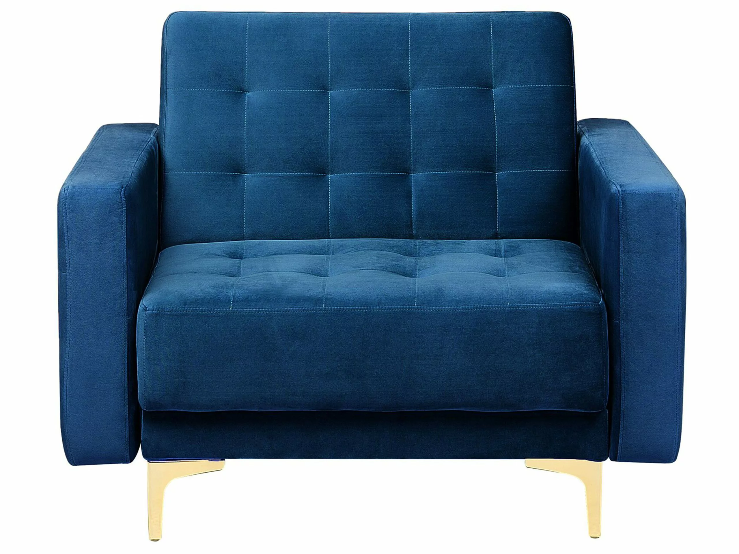 Beliani Sillón De Terciopelo Azul Marino/dorado ABERDEEN - Imagen 5