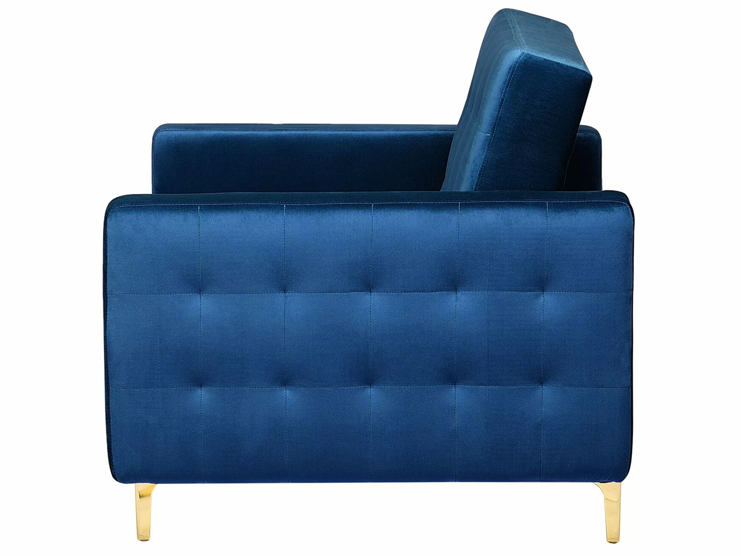 Beliani Sillón De Terciopelo Azul Marino/dorado ABERDEEN - Imagen 6