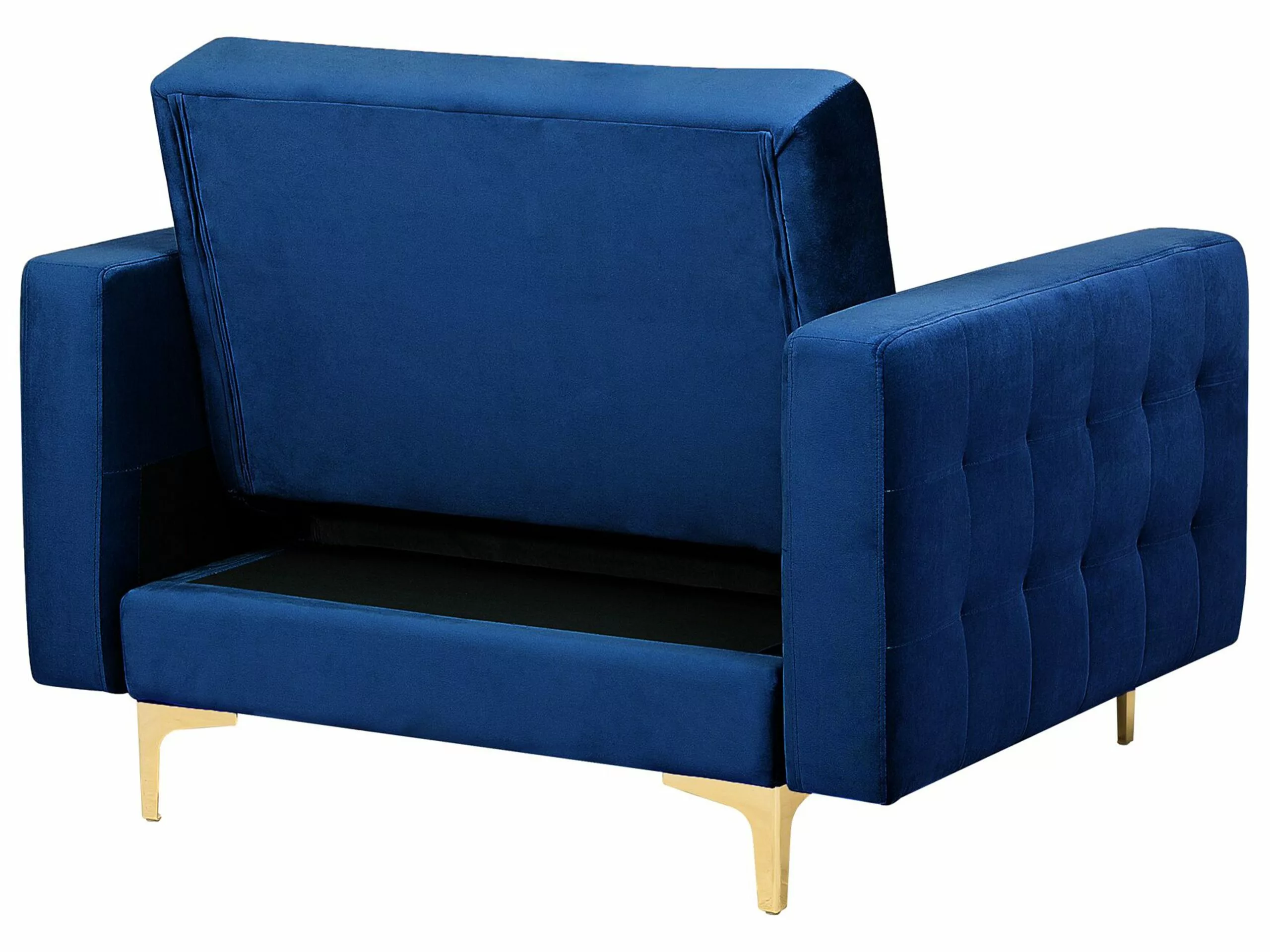 Beliani Sillón De Terciopelo Azul Marino/dorado ABERDEEN - Imagen 7