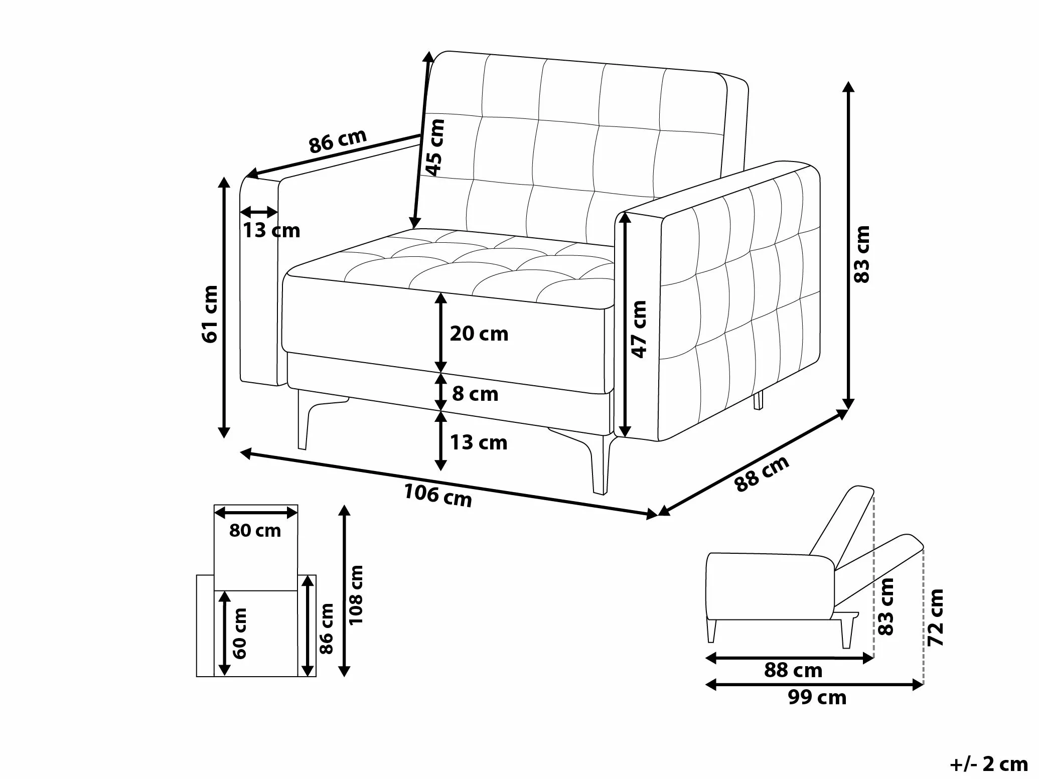 Beliani Sillón De Terciopelo Azul Marino/dorado ABERDEEN - Imagen 10