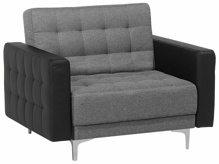 Beliani Sillón Tapizado Gris Claro/negro ABERDEEN