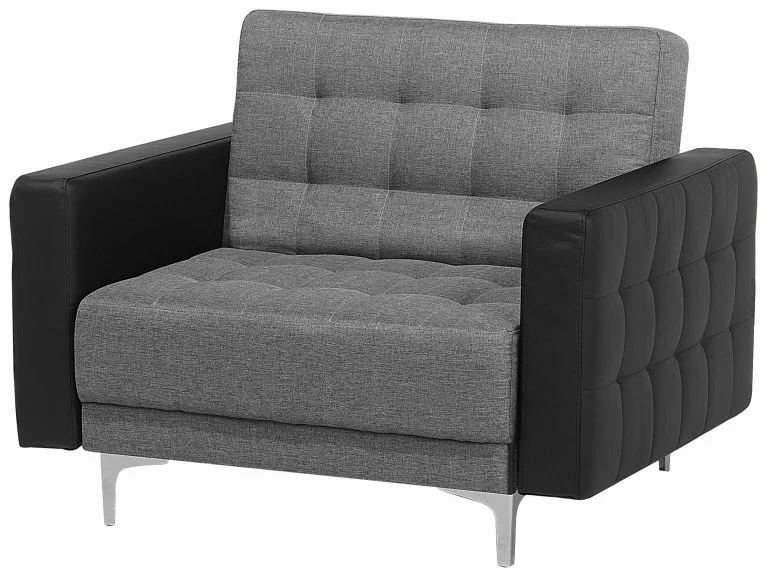 Beliani Sillón Tapizado Gris Claro/negro ABERDEEN - Imagen 4