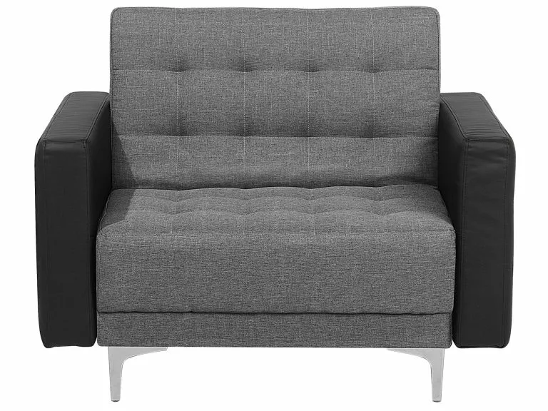 Beliani Sillón Tapizado Gris Claro/negro ABERDEEN - Imagen 5