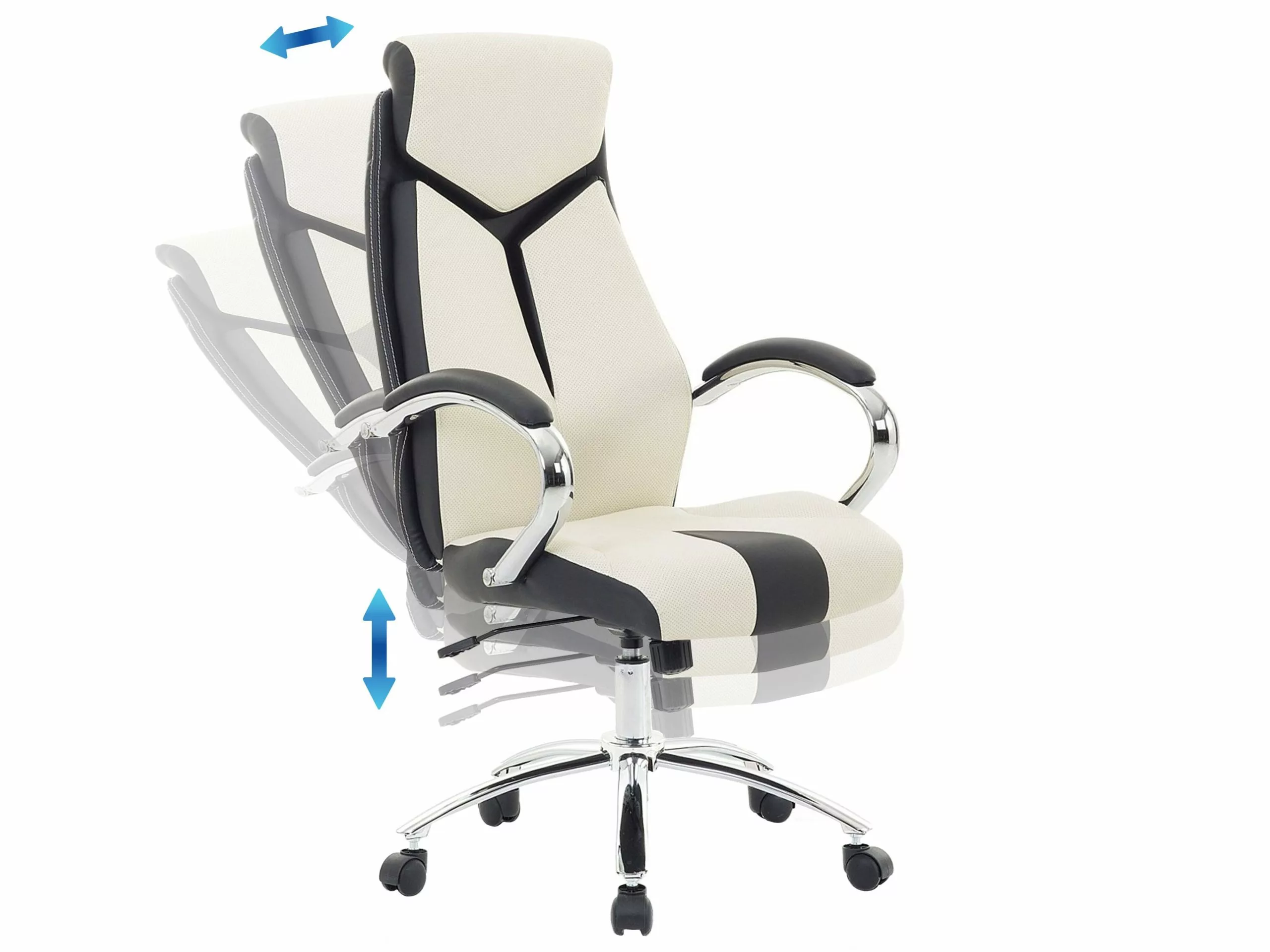 Beliani Silla De Oficina Reclinable De Poliéster Beige Claro/negro/plateado FORMULA 1 - Imagen 3