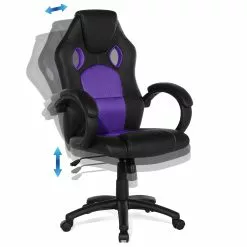Beliani Silla De Oficina Reclinable De Piel Sintética Negro/violeta FIGHTER -Sillas Ventas undef src sa picid 756150 type whitesh image scaled