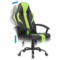 Beliani Silla De Oficina De Piel Sintética Negro/verde Lima SUCCESS -Sillas Ventas undef src sa picid 756270 type whitesh image scaled