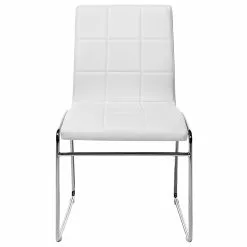 Beliani Conjunto De 2 Sillas De Comedor De Piel Sintética Blanco/plateado KIRON -Sillas Ventas undef src sa picid 756888 type whitesh image scaled