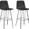 Beliani Conjunto De 2 Sillas De Bar De Ratán Negro CASSITA