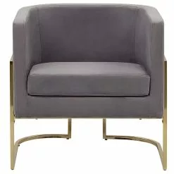 Beliani Sillón De Terciopelo Gris SIRKKA -Sillas Ventas undef src sa picid 761653 type whitesh image scaled