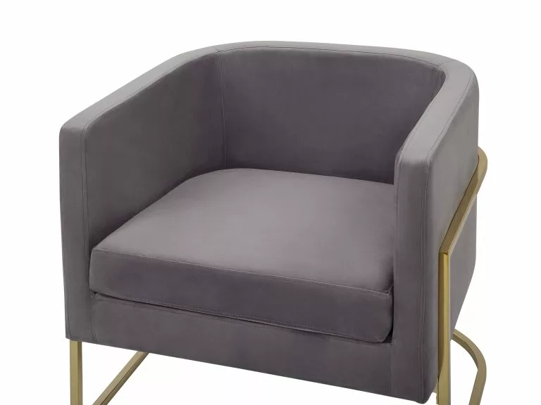 Beliani Sillón De Terciopelo Gris SIRKKA - Imagen 6