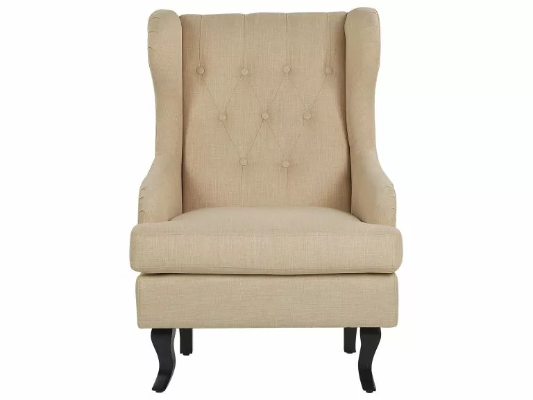 Beliani Sillón De Poliéster Beige/negro ALTA - Imagen 3