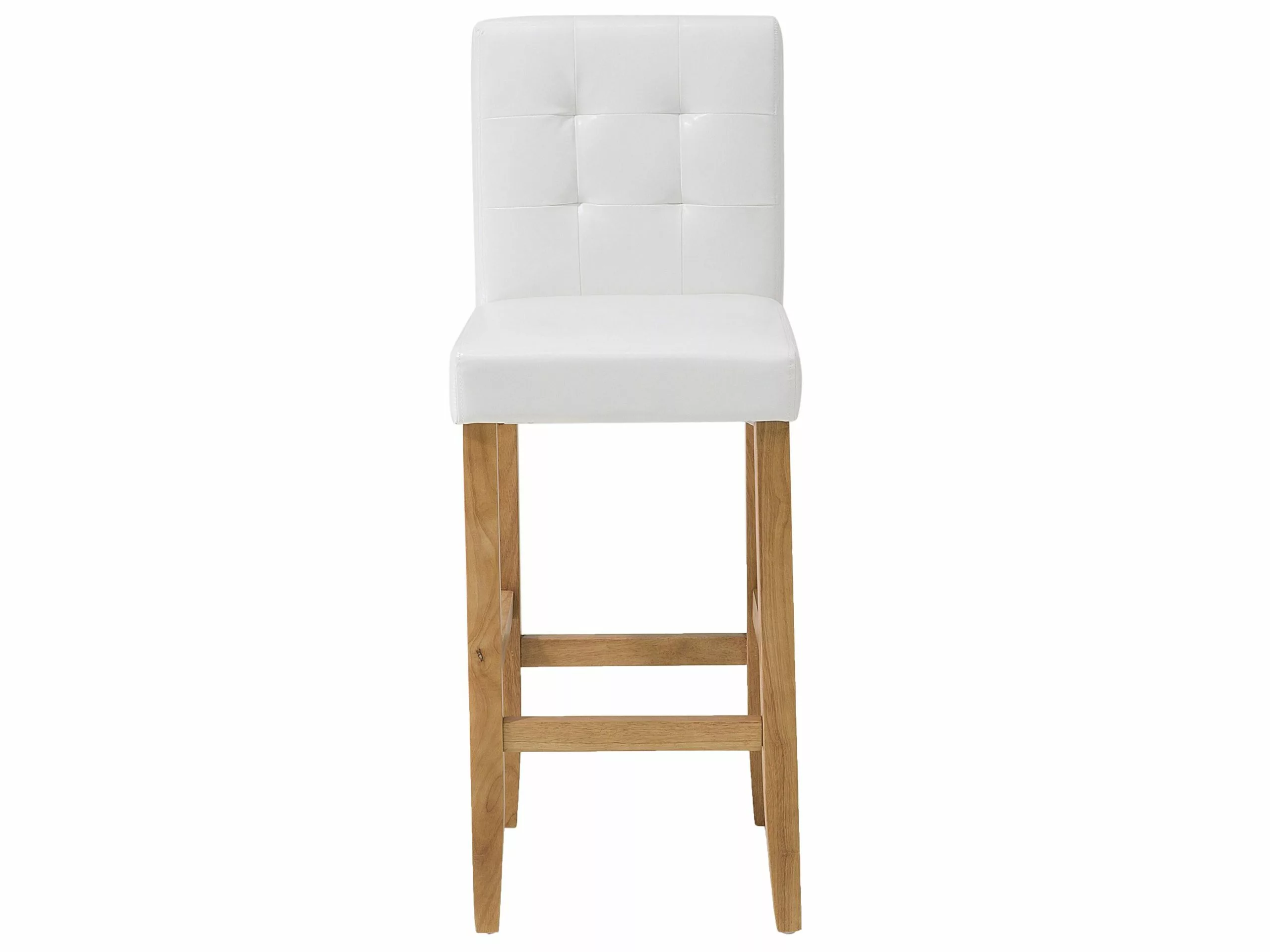 Beliani Silla De Bar De Piel Sintética Blanco Crema/madera Clara MADISON - Imagen 3