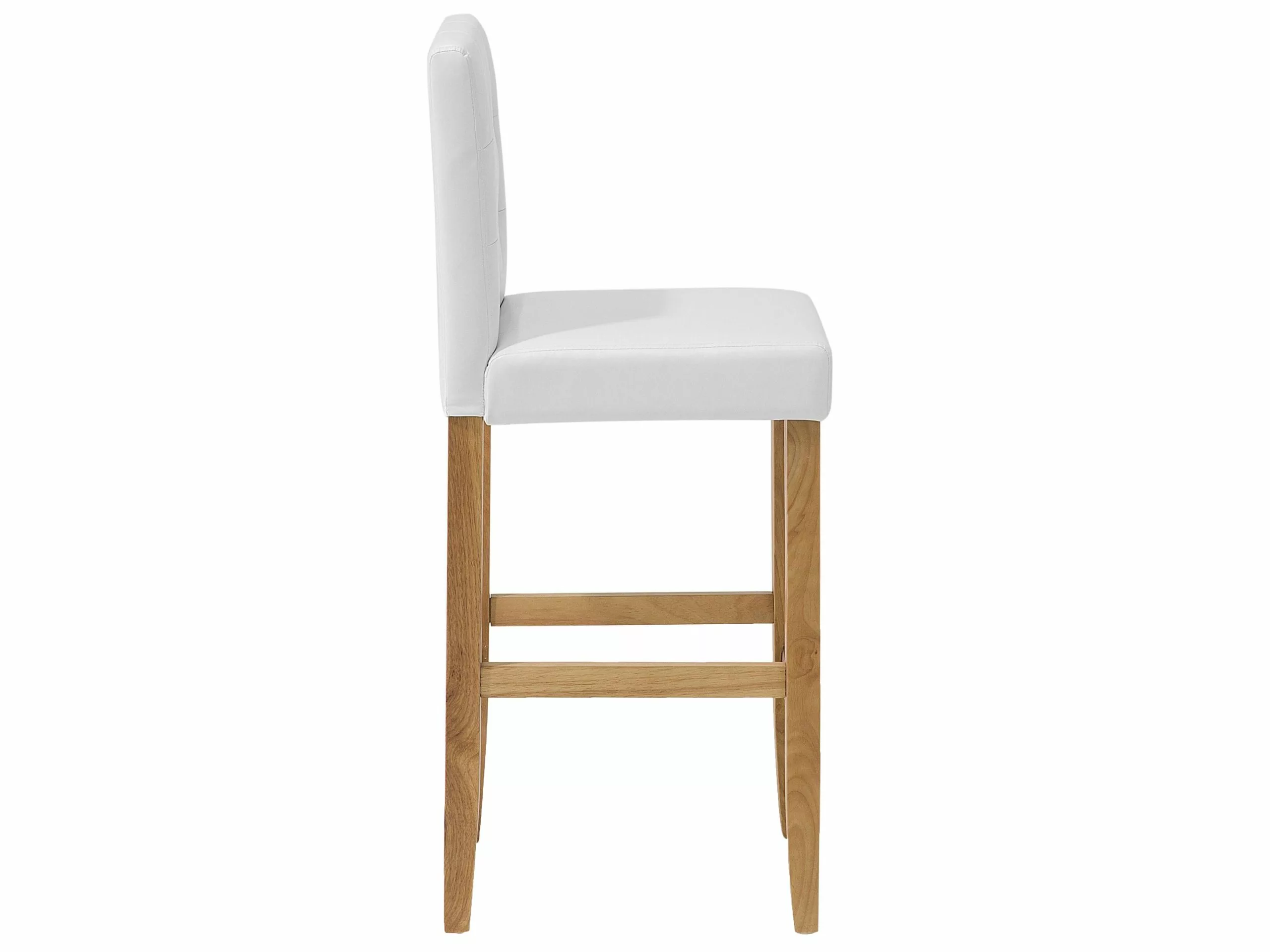 Beliani Silla De Bar De Piel Sintética Blanco Crema/madera Clara MADISON - Imagen 4
