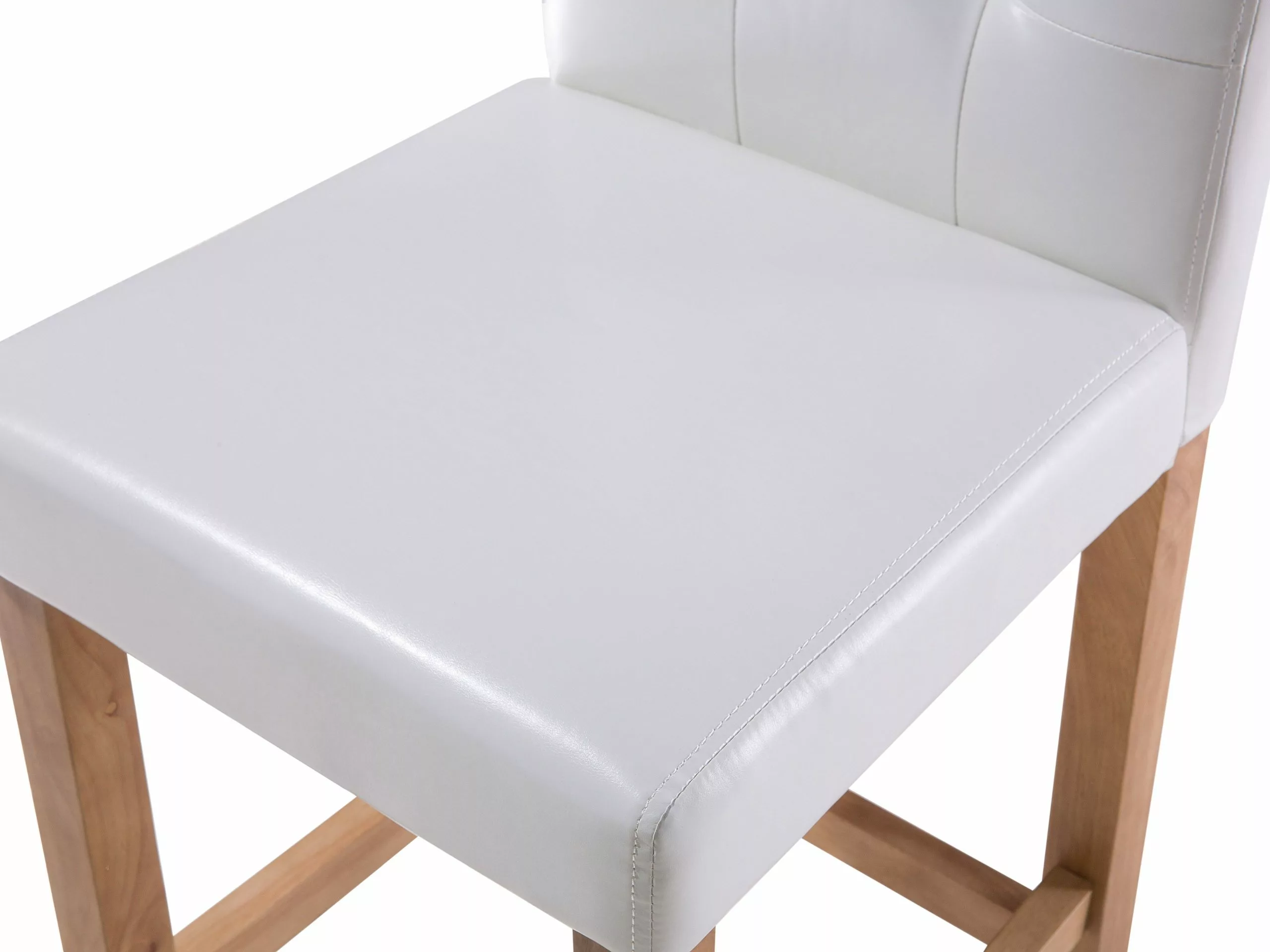 Beliani Silla De Bar De Piel Sintética Blanco Crema/madera Clara MADISON - Imagen 7