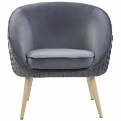 Beliani Sillón De Terciopelo Gris TROMSO -Sillas Ventas undef src sa picid 767252 type whitesh image scaled