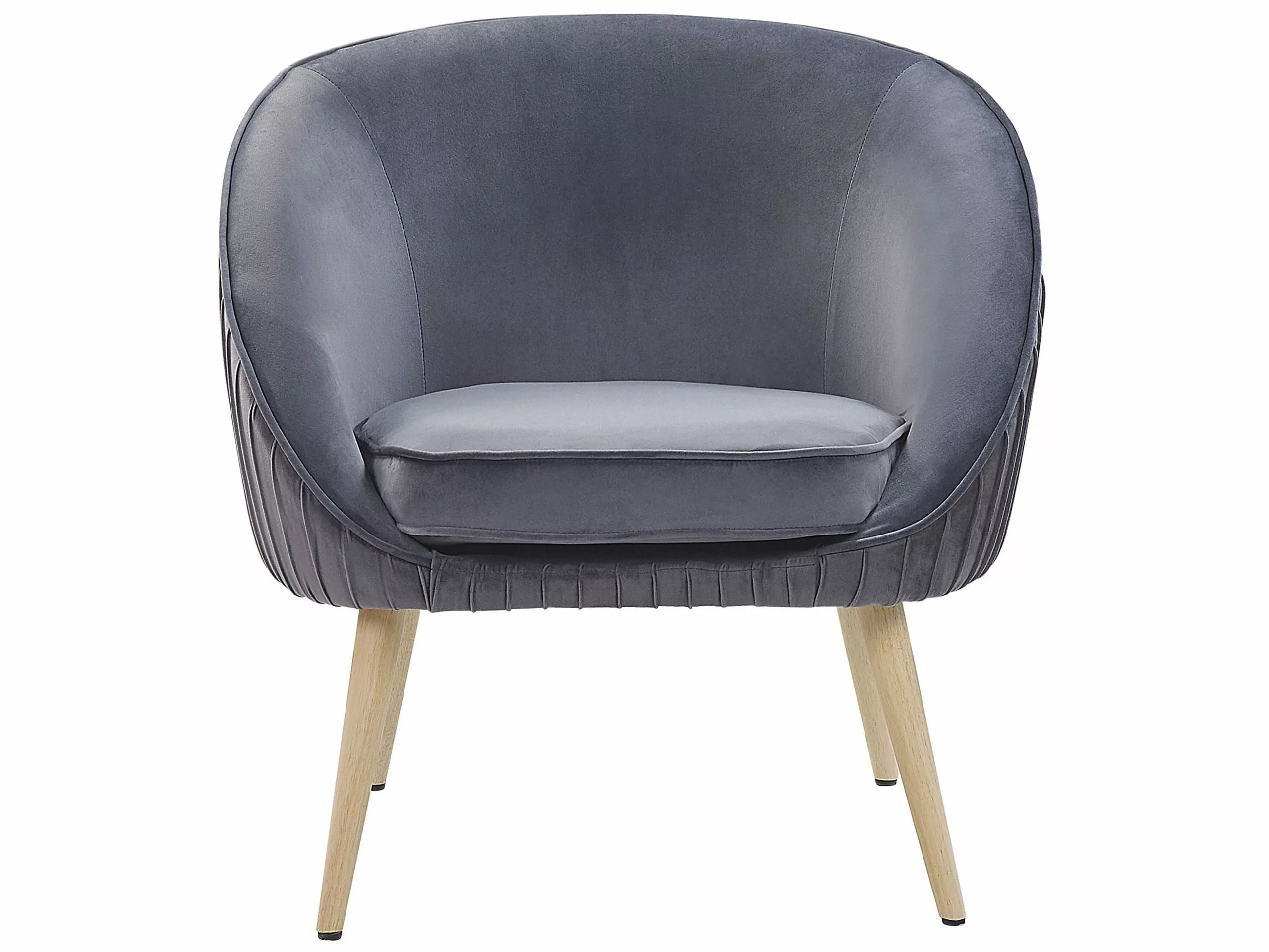 Beliani Sillón De Terciopelo Gris TROMSO - Imagen 3