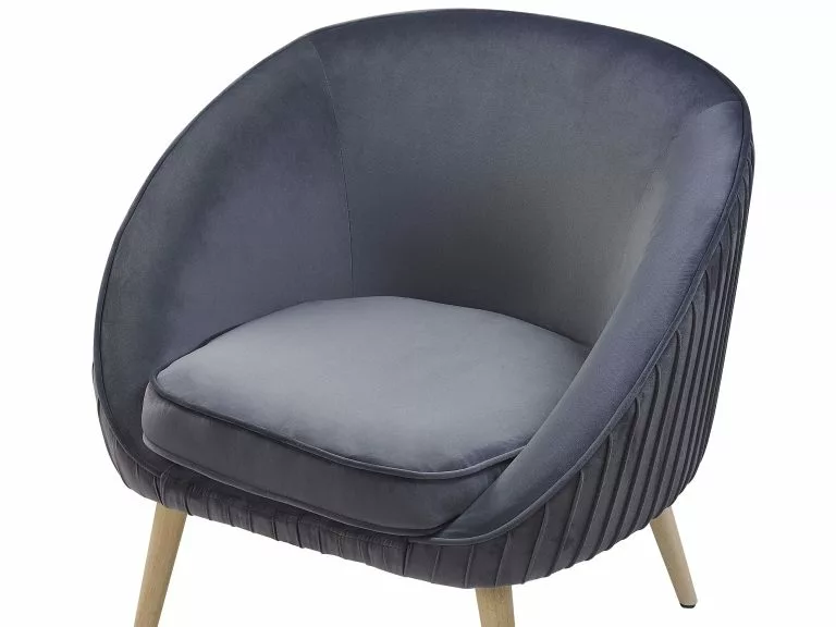 Beliani Sillón De Terciopelo Gris TROMSO - Imagen 5