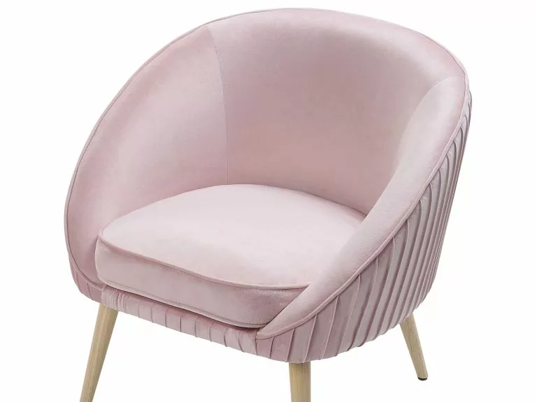Beliani Sillón De Terciopelo Rosa TROMSO - Imagen 5