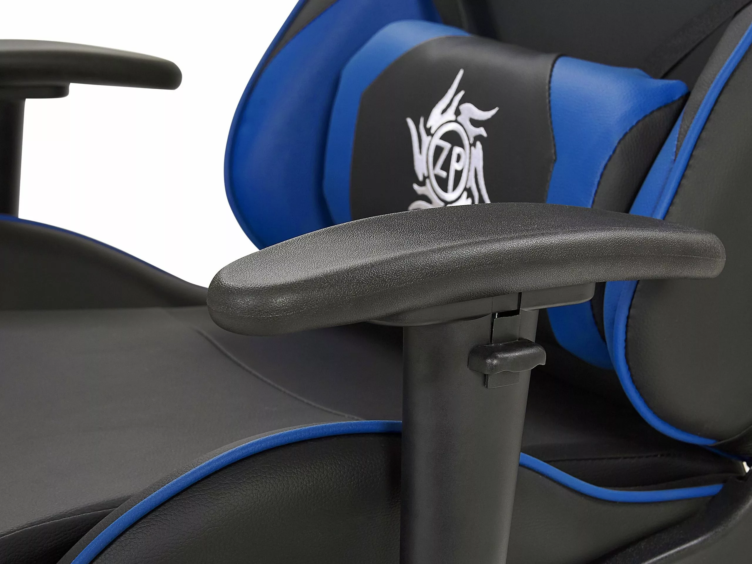 Beliani Silla De Oficina De Piel Sintética Negro/azul VICTORY - Imagen 9