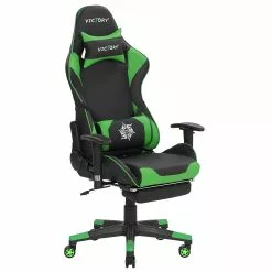 Beliani Silla De Oficina De Piel Sintética Negro/verde VICTORY