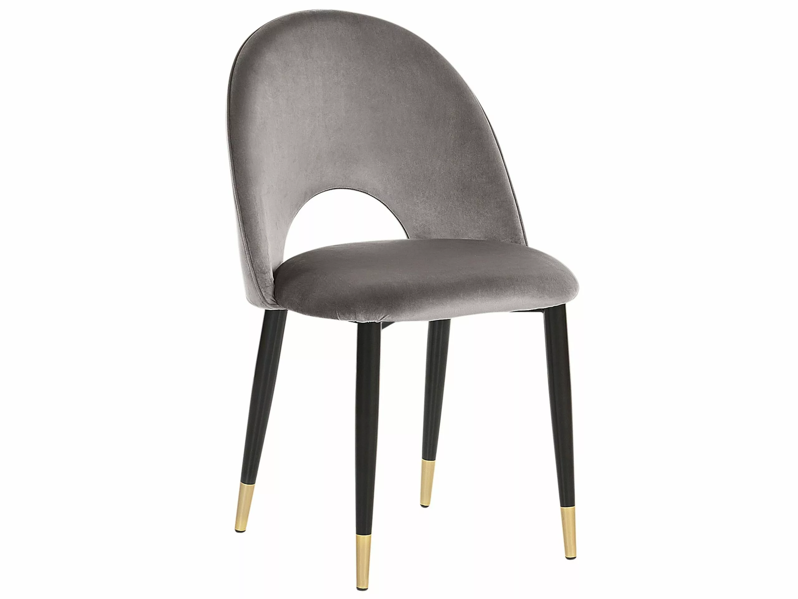 Beliani Conjunto De 2 Sillas De Comedor De Terciopelo Gris/negro/dorado MAGALIA - Imagen 6