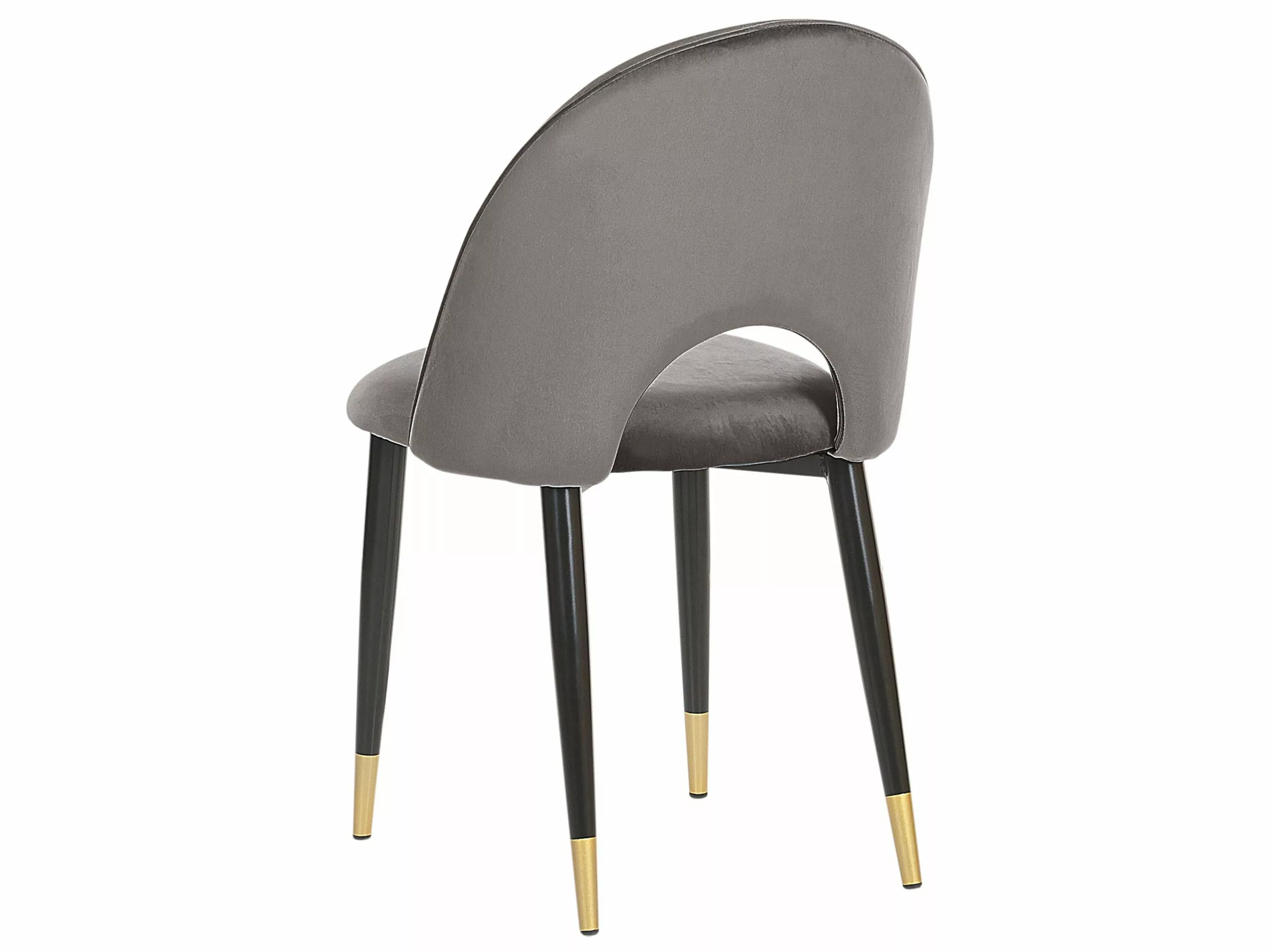 Beliani Conjunto De 2 Sillas De Comedor De Terciopelo Gris/negro/dorado MAGALIA - Imagen 8