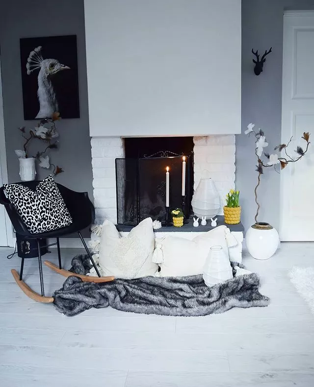 Beliani Silla Mecedora Negro/madera Clara HARMONY - Imagen 7