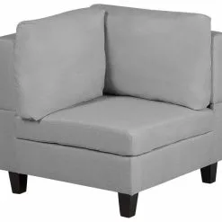 Beliani Módulo Esquinero Tapizado Gris Claro FEVIK