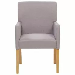 Beliani Silla De Comedor De Poliéster Gris Claro/marrón ROCKEFELLER -Sillas Ventas undef src sa picid 770983 type whitesh image scaled