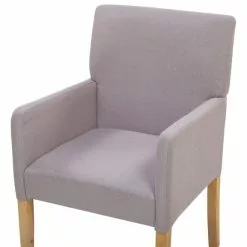 Beliani Silla De Comedor De Poliéster Gris Claro/marrón ROCKEFELLER -Sillas Ventas undef src sa picid 770989 type whitesh image scaled