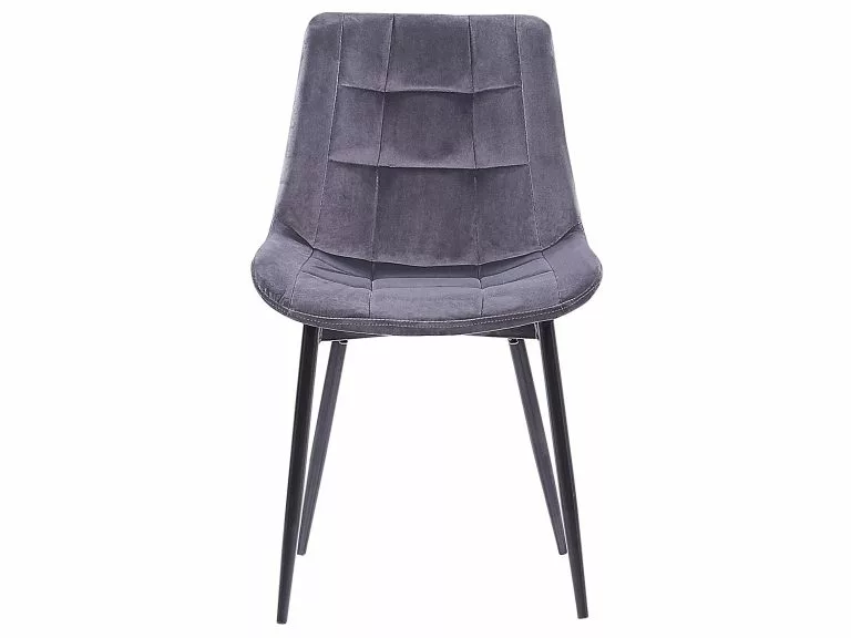 Beliani Conjunto De 2 Sillas De Comedor De Terciopelo Gris/negro MELROSE - Imagen 5