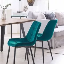 Beliani Conjunto De 2 Sillas De Comedor De Terciopelo Azul Turquesa/negro MELROSE -Sillas Ventas undef src sa picid 771931 type whitesh image scaled