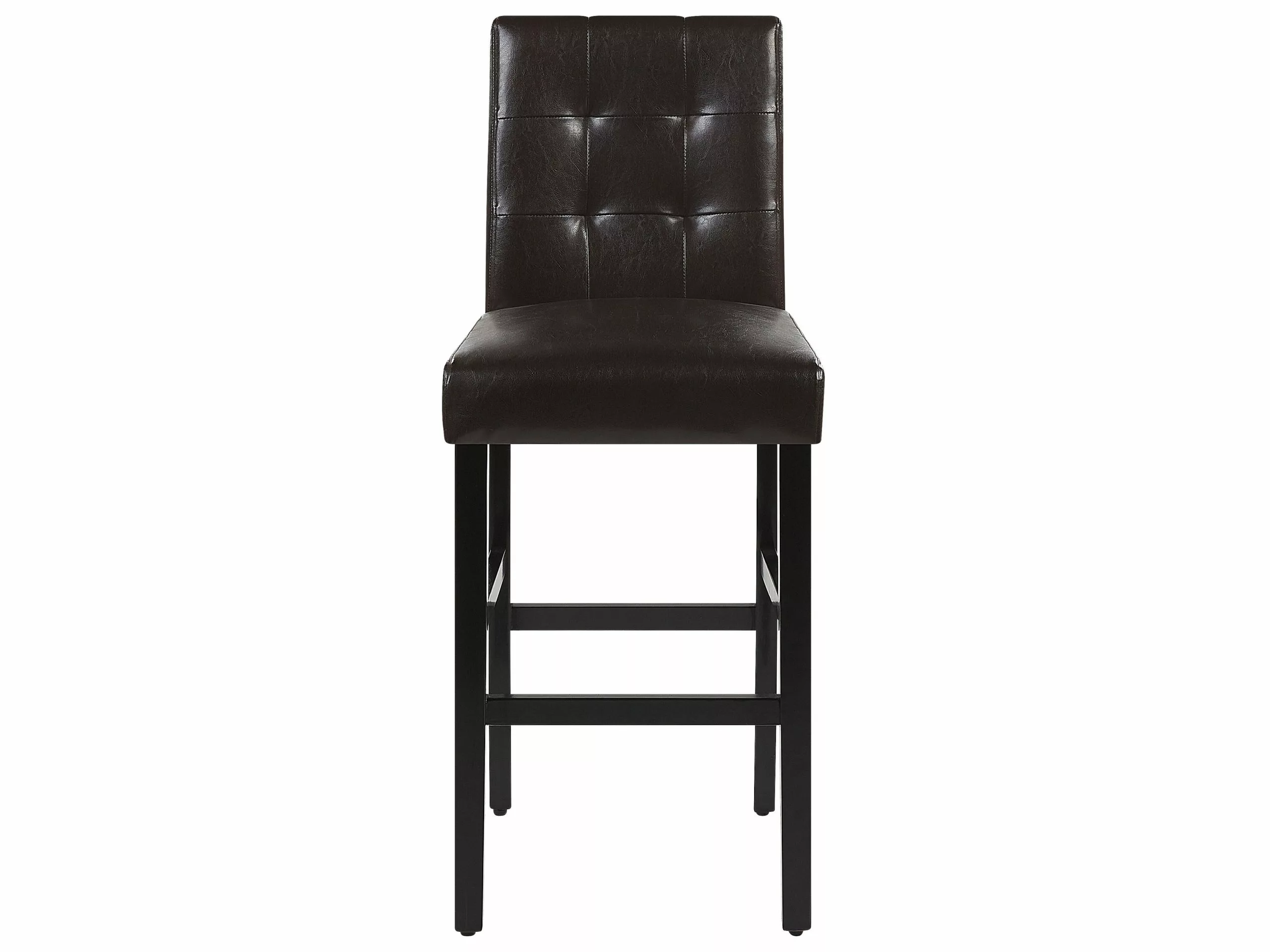 Beliani Silla De Bar De Piel Sintética Marrón/madera Clara MADISON 6 Beliani Silla De Bar De Piel Sintética Marrón/madera Clara MADISON - Imagen 4