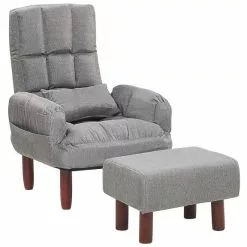 Beliani Sillón Reclinable Gris Con Reposapiés OLAND -Sillas Ventas undef src sa picid 774003 type whitesh image scaled