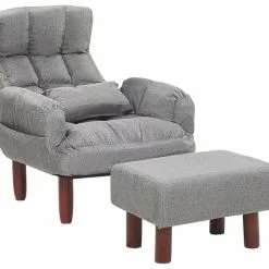 Beliani Sillón Reclinable Gris Con Reposapiés OLAND -Sillas Ventas undef src sa picid 774004 type whitesh image scaled