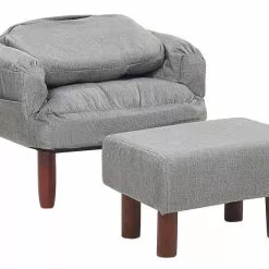 Beliani Sillón Reclinable Gris Con Reposapiés OLAND -Sillas Ventas undef src sa picid 774005 type whitesh image scaled