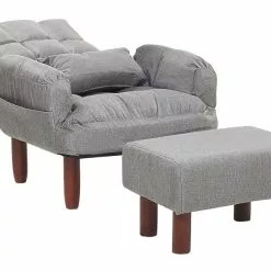 Beliani Sillón Reclinable Gris Con Reposapiés OLAND -Sillas Ventas undef src sa picid 774006 type whitesh image scaled