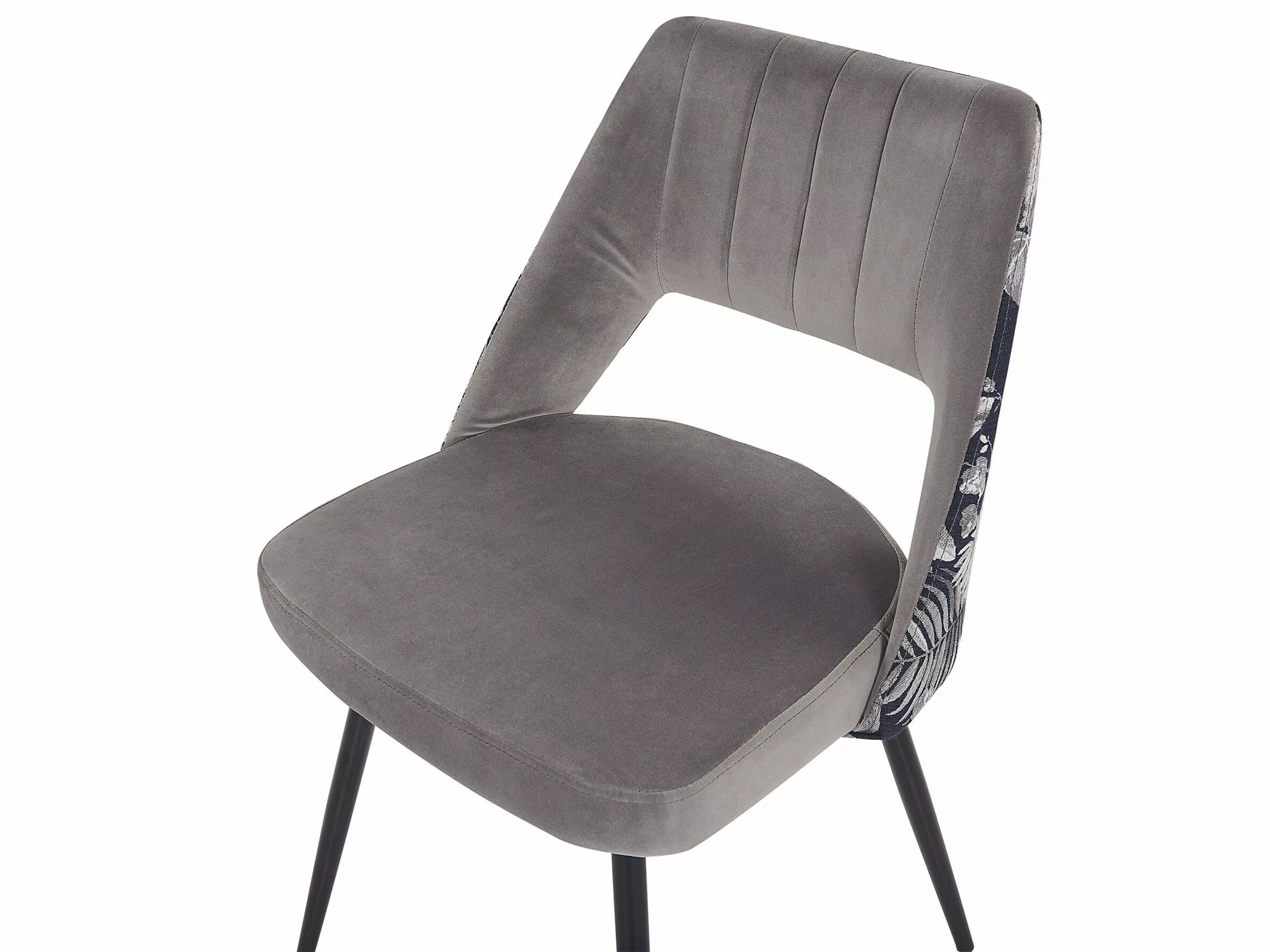 Beliani Conjunto De 2 Sillas De Comedor De Terciopelo Gris Claro/negro ANSLEY - Imagen 7