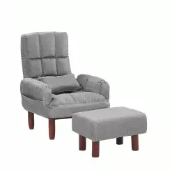 Beliani Sillón Reclinable Gris Con Reposapiés OLAND -Sillas Ventas undef src sa picid 774893 type whitesh image