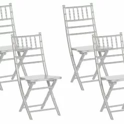 Beliani Conjunto De 4 Sillas De Madera De Haya Plateado MACHIAS