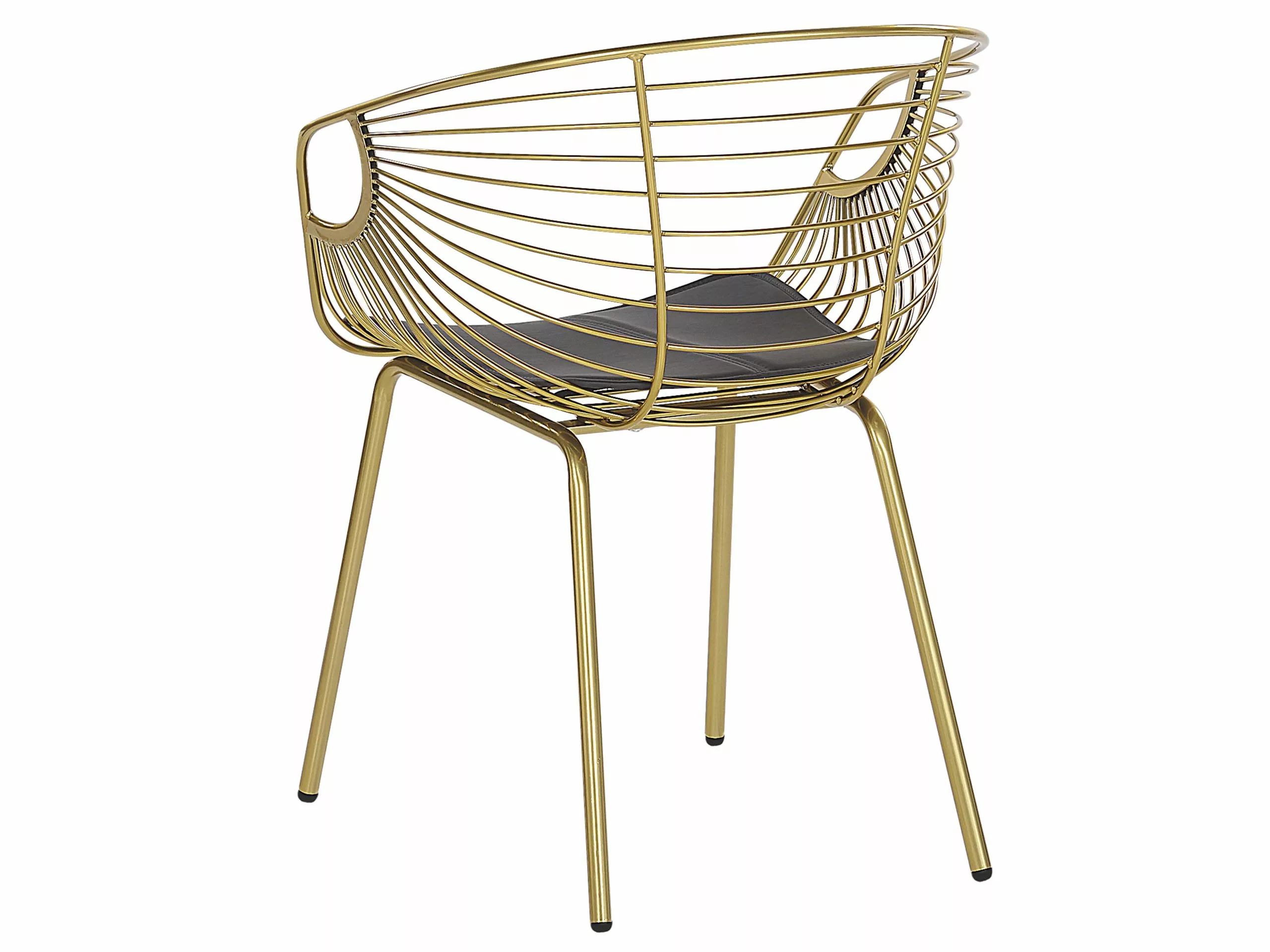 Beliani Conjunto De 2 Sillas De Metal Dorado/negro HOBACK - Imagen 5